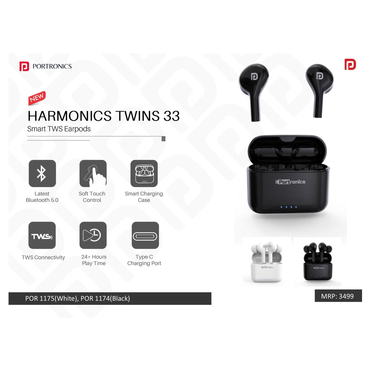 Portronics Smart TWS Earpods POR 1175/1174 — Mudramart Corporate