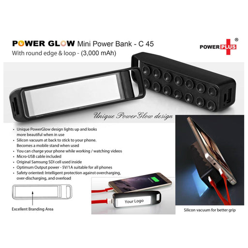 Power Glow Round Edge ‘Mini’ Power Bank With Loop 3,000 MAh - C 45 - Mudramart Corporate Giftings