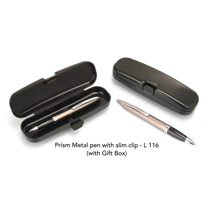 Prism Metal Pen With Slim Clip - L116 - Mudramart Corporate Giftings
