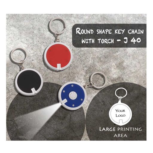 Round Shape Key Chain With Torch - J40 - Mudramart Corporate Giftings