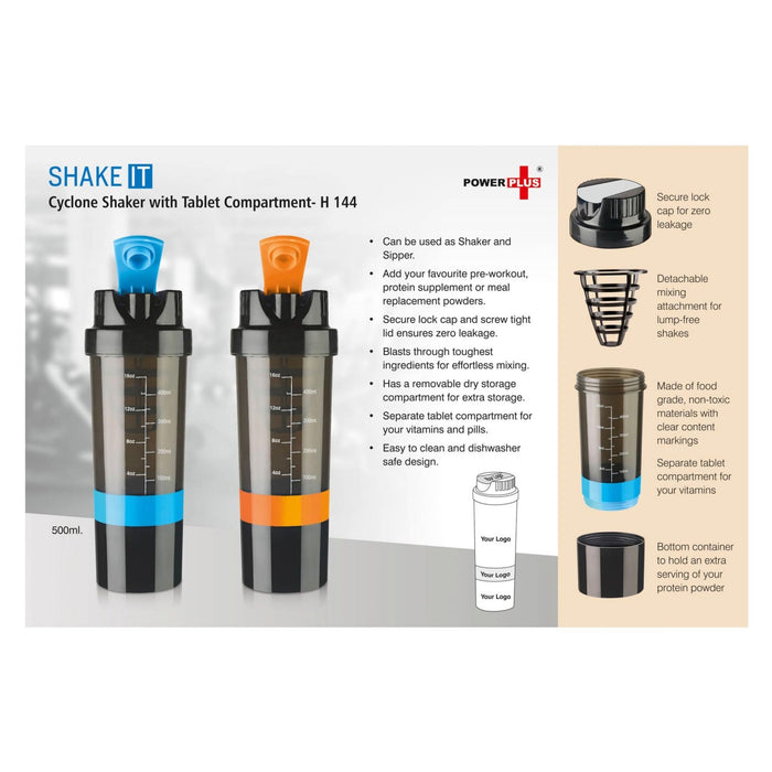 SHAKE IT Cyclone Shaker with Tablet Compartment - H 144 - Mudramart Corporate Giftings