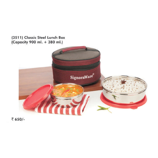 Signora Ware Classic Steel Lunch Box - 3511 - Mudramart Corporate Giftings