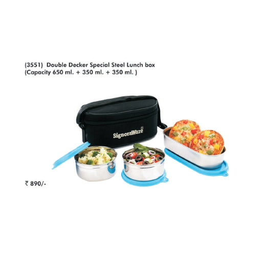 Signora Ware Double Decker Special Steel Lunch Box - 3551 - Mudramart Corporate Giftings