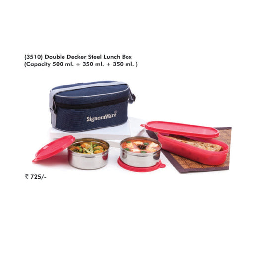 Signora Ware Double Decker Steel Lunch Box - 3510 - Mudramart Corporate Giftings