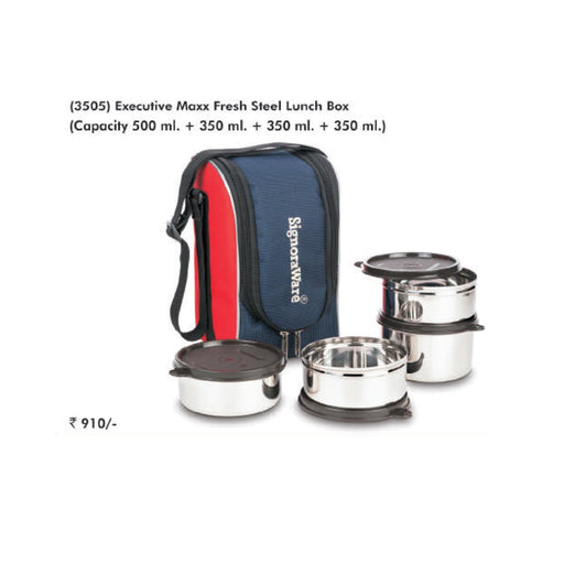 Signora Ware Executive Maxx Fresh Steel Lunch Box - 3505 - Mudramart Corporate Giftings