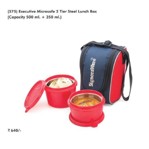 Signora Ware Executive Microsafe 2 Tier Steel Lunch Box - Mudramart Corporate Giftings