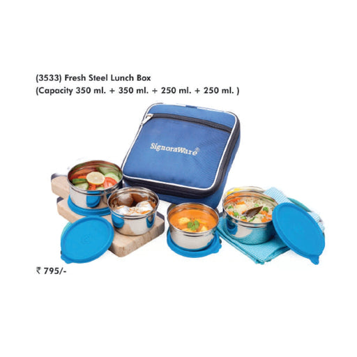 Signora Ware Fresh Steel Lunch Box - 3533 - Mudramart Corporate Giftings