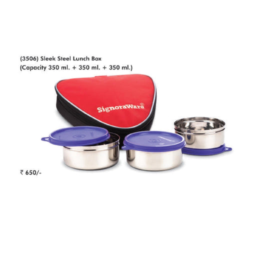 Signora Ware Sleek Steel Lunch Box - 3506 - Mudramart Corporate Giftings