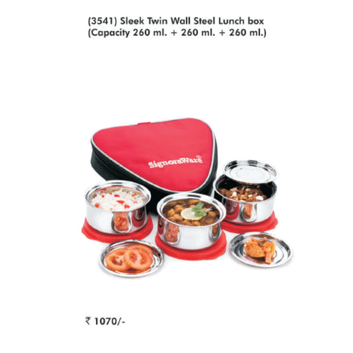 Signora Ware Sleek Twin Wall Steel Lunch Box - 3541 - Mudramart Corporate Giftings