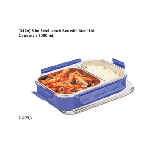 Signora Ware Slim Steel Lunch Box with Steel Lid - 3526 - Mudramart Corporate Giftings
