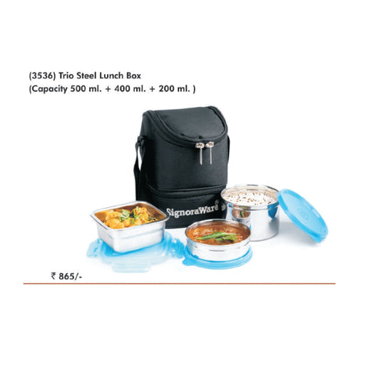 Signora Ware Trio Steel Lunch Box - 3536 - Mudramart Corporate Giftings