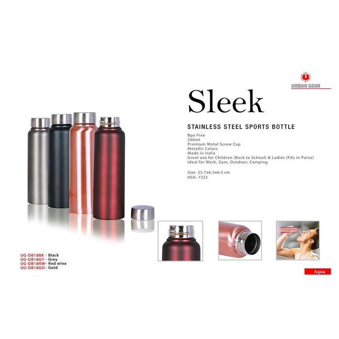 Sleek Stainless Steel - Bottle (500ML - Mudramart Corporate Giftings