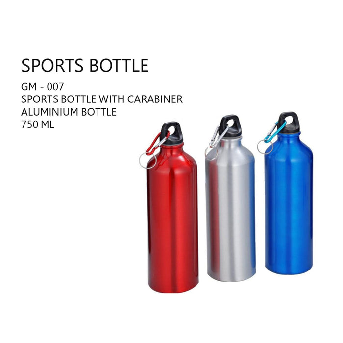 Sports Bottle with Carabine Aluminium Bottle - 750ml - GM-007 - Mudramart Corporate Giftings