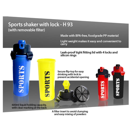 Sports Shaker With Lock With Removable Filter - H93 - Mudramart Corporate Giftings