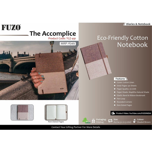 The Accomplice Eco-Friendly Cotton Notebook - TGZ-491 - Mudramart Corporate Giftings