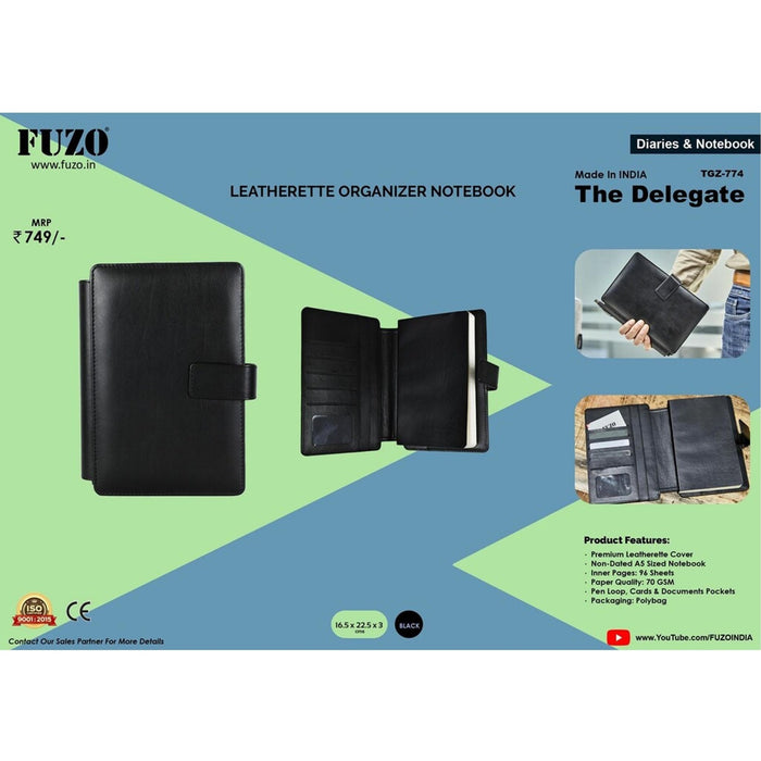 The Delegate Leatherette Organizer Notebook - TGZ-774 - Mudramart Corporate Giftings