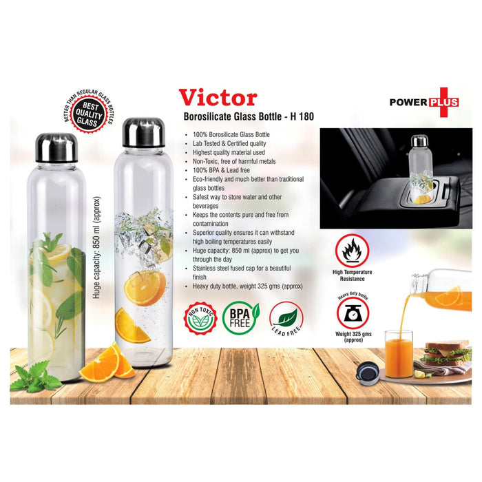 Victor: Borosilicate Glass Bottle - 850 ml - H180 - Mudramart Corporate Giftings