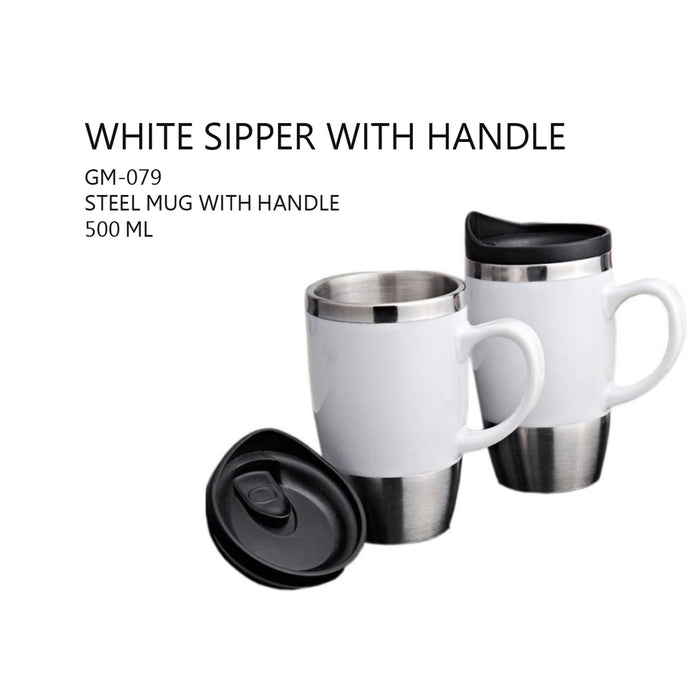 White Sipper with Handle Mug - 500ml - GM-079 - Mudramart Corporate Giftings