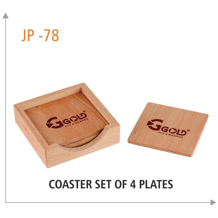 Wooden Coaster Set of 4 Plates - JP 78 - Mudramart Corporate Giftings
