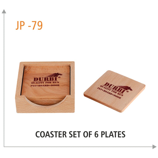 Wooden Coaster Set of 6 Plates - JP 79 - Mudramart Corporate Giftings