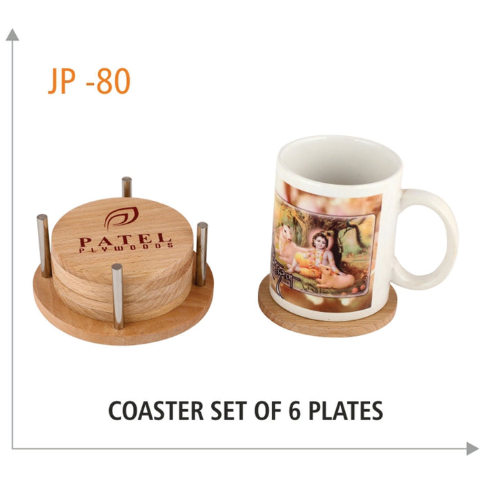 Wooden Coaster Set of 6 Plates - JP 80 - Mudramart Corporate Giftings