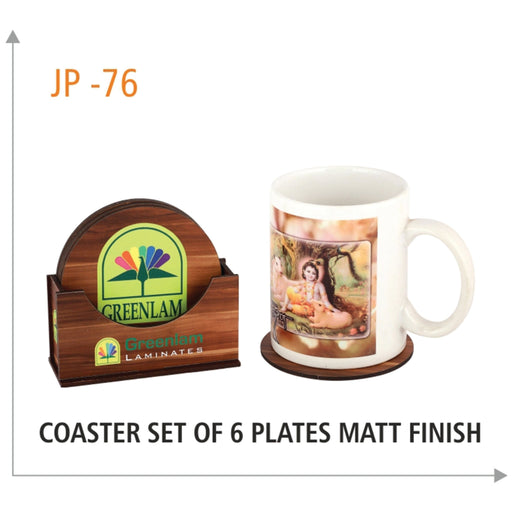 Wooden Coaster Set Of 6 Plates Matt Finish - JP 76 - Mudramart Corporate Giftings