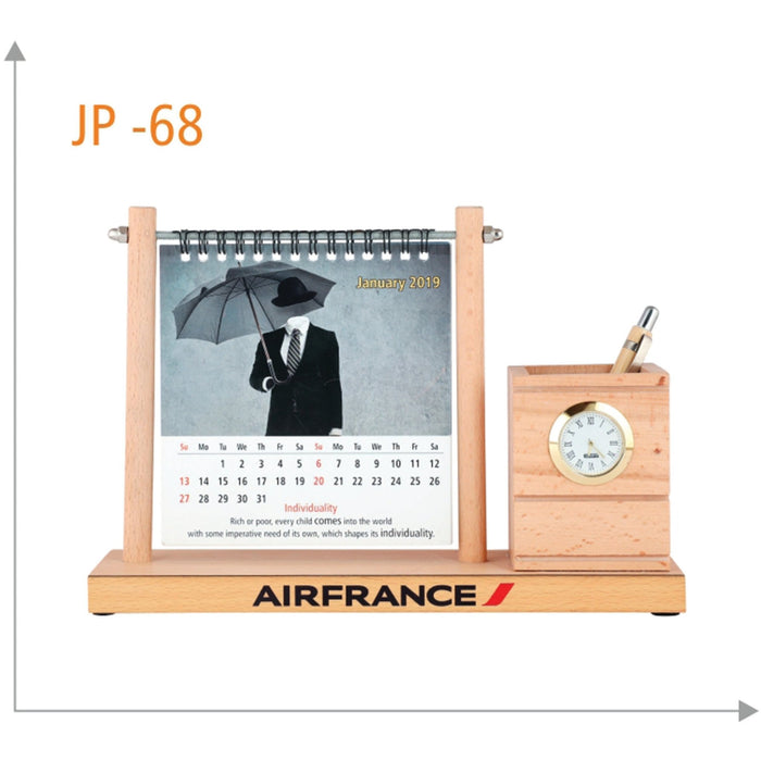 Wooden Pen Stand with Calendar - JP 68 - Mudramart Corporate Giftings