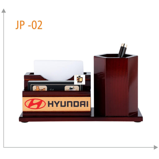 Wooden Pen Stand with Card Holder - JP 02 - Mudramart Corporate Giftings