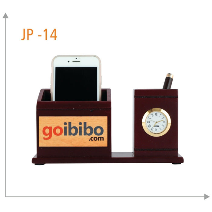 Wooden Pen Stand with Mobile Holder - JP 14 - Mudramart Corporate Giftings