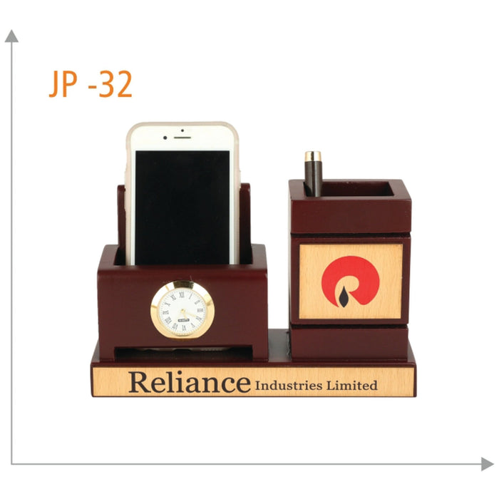 Wooden Pen Stand with Mobile Holder - JP 32 - Mudramart Corporate Giftings