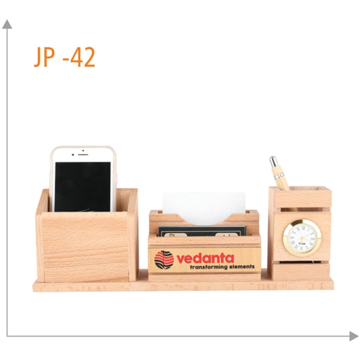Wooden Pen Stand With Mobile Holder - JP 42 - Mudramart Corporate Giftings