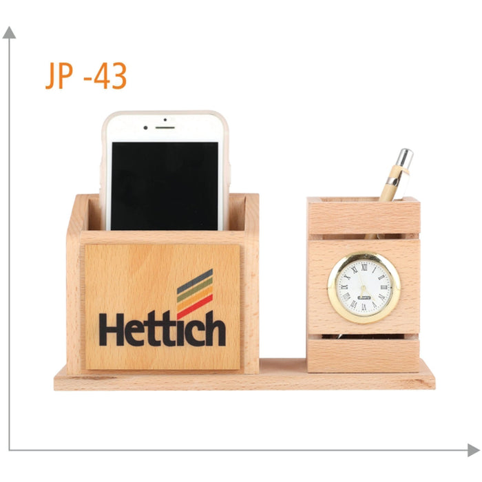 Wooden Pen Stand With Mobile Holder - JP 43 - Mudramart Corporate Giftings