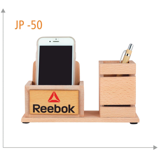 Wooden Pen Stand With Mobile Holder - JP 50 - Mudramart Corporate Giftings