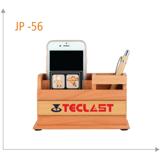 Wooden Pen Stand with Mobile Holder - JP 56 - Mudramart Corporate Giftings