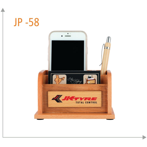 Wooden Pen Stand with Mobile Holder - JP 58 - Mudramart Corporate Giftings