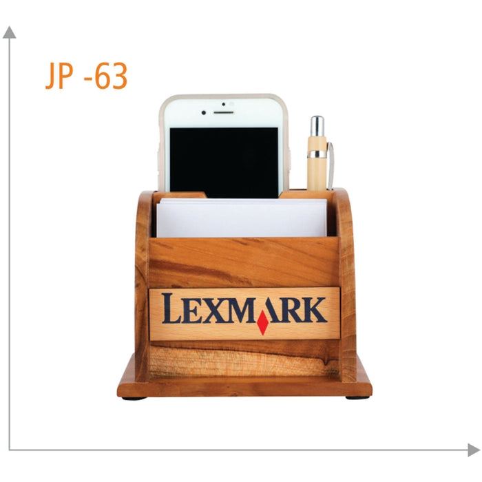 Wooden Pen Stand With Mobile Stand - JP 63 - Mudramart Corporate Giftings