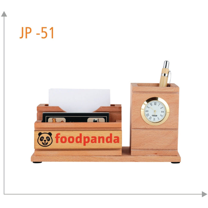 Wooden Pen Stand With Visiting Card Holder - JP 51 - Mudramart Corporate Giftings