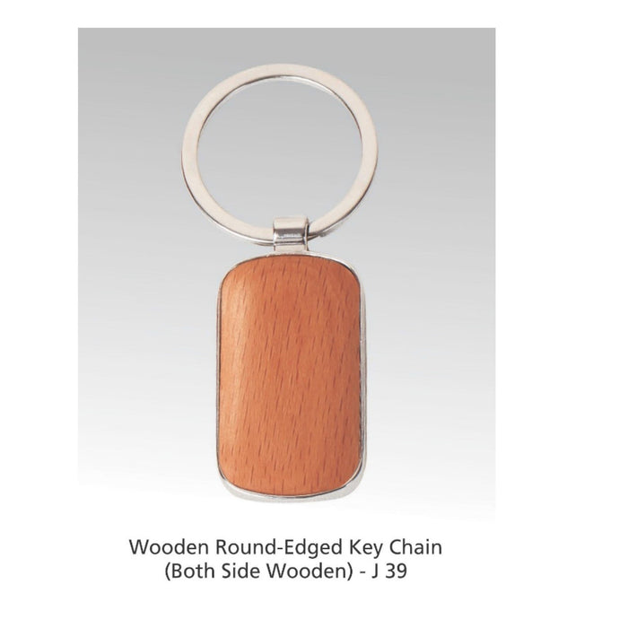 Wooden Round Edge Key Ring - J39 - Mudramart Corporate Giftings