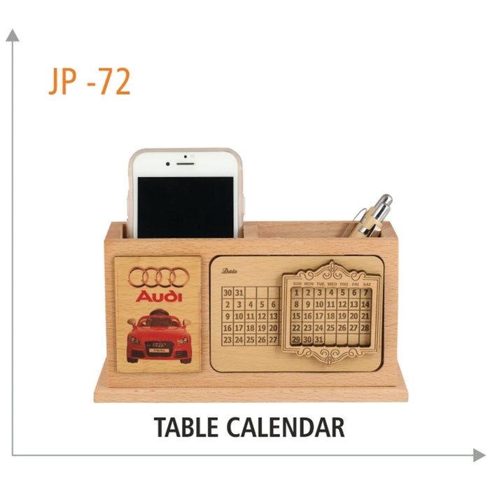 Wooden Table Calendar and Mobile Stand With Pen Stand - JP 72 - Mudramart Corporate Giftings