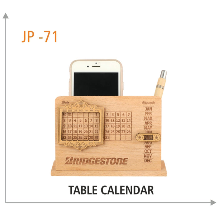 Wooden Table Calendar with Mobile Holder - JP 71 - Mudramart Corporate Giftings