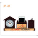 Wooden Table Clock With Pen Stand & Mobile Holder - JP 41 - Mudramart Corporate Giftings