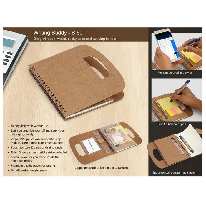 Writing Buddy: Diary with Pen, Wallet, Sticky Pads and Carrying Handle